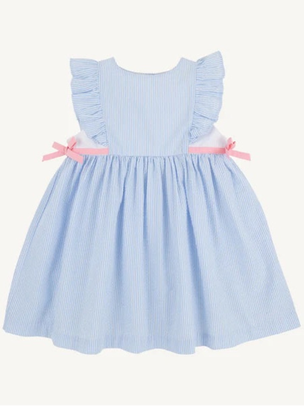 TBBC | Pammy's Pinafore Dress - Breakers Blue Seersucker with Sandpearl Pink